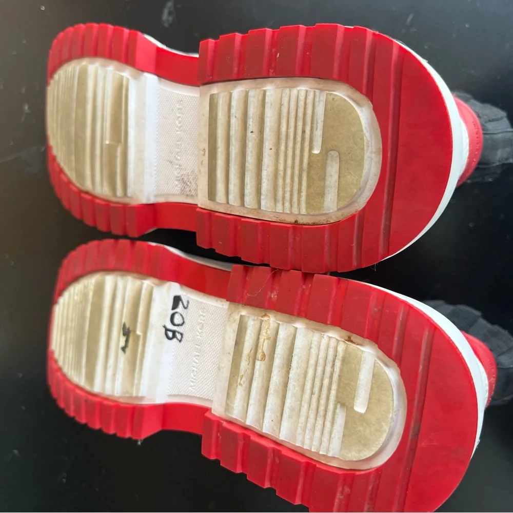 Michael Kors Black and White High-Top Sneakers with Red Accents - Picture 10 of 16